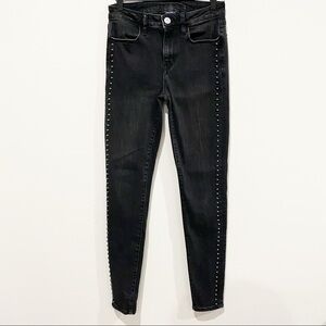 AE Black Hi-Rise Jeggings Studded Side Stripe Super Stretch, Size 2 Long